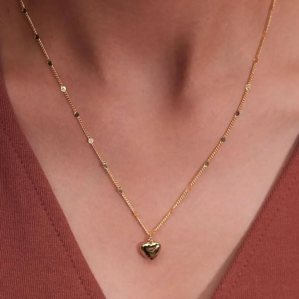 NEW 14K Gold Plated Gold Heart Pendant Necklace